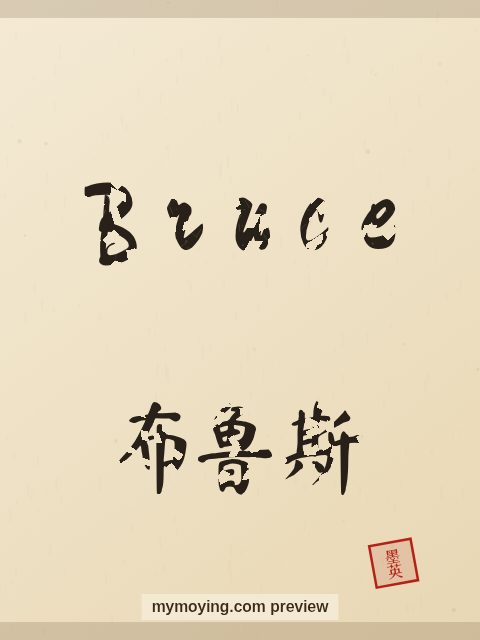Bruce written in Chinese brush calligraphy style with Chinese name 布鲁斯