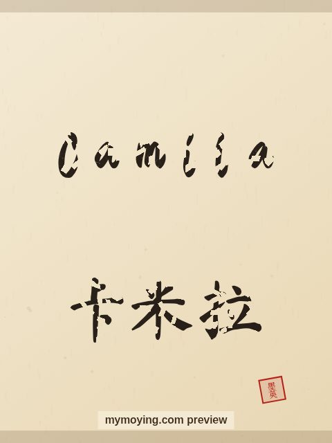 Camila written in Chinese brush calligraphy style with Chinese name 卡米拉