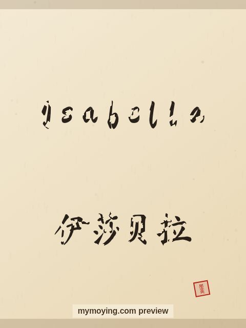 Isabella written in Chinese brush calligraphy style with Chinese name 伊莎贝拉