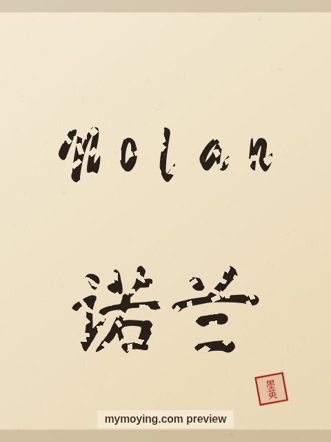 Nolan written in Chinese brush calligraphy style with Chinese name 诺兰