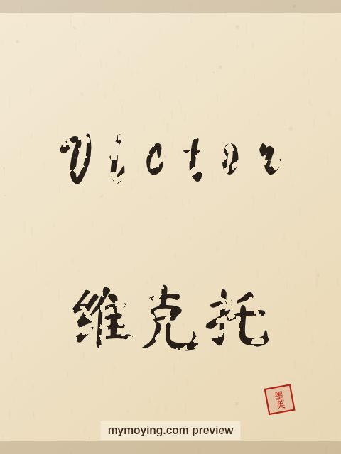 Victor written in Chinese brush calligraphy style with Chinese name 维克托